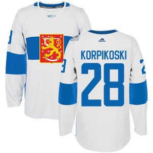 Adidas Team Finland dresy 28 Lauri Korpikoski Authentic Bílý Domácí 2016 World Cup hokejové dresy