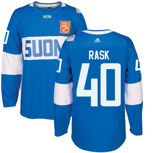 Adidas Team Finland dresy Tuukka Rask 40 Authentic modrá Venkovní 2016 World Cup hokejové dresy