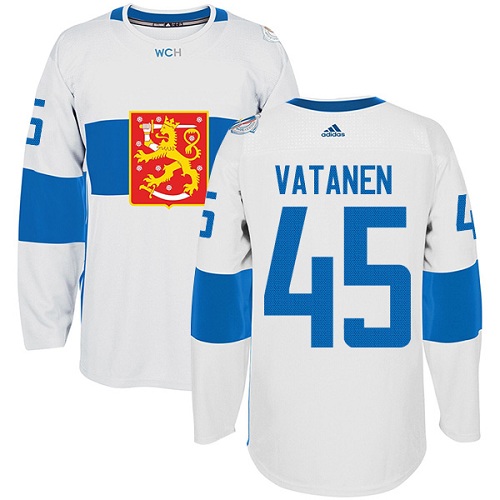 Adidas Team Finland dresy 45 Sami Vatanen Authentic Bílý Domácí 2016 World Cup hokejové dresy