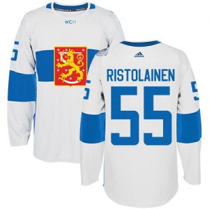 Adidas Team Finland dresy 55 Rasmus Ristolainen Authentic Bílý Domácí 2016 World Cup hokejové dresy