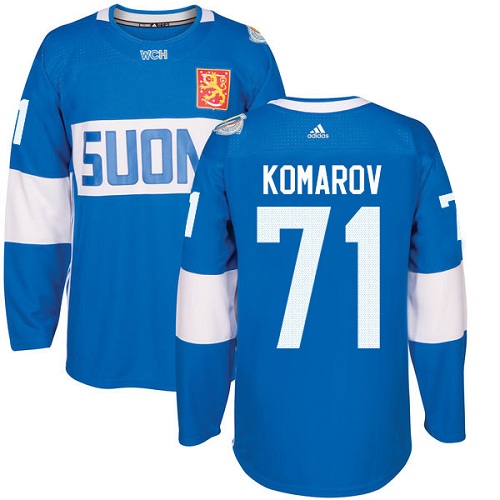 Adidas Team Finland dresy 71 Leo Komarov Authentic modrá Venkovní 2016 World Cup hokejové dresy