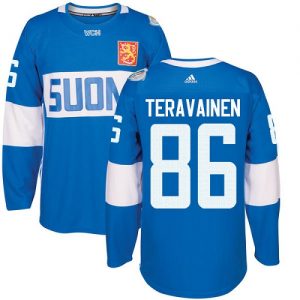 Adidas Team Finland dresy 86 Teuvo Teravainen Authentic modrá Venkovní 2016 World Cup hokejové dresy