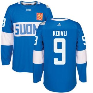 Adidas Team Finland dresy 9 Mikko Koivu Authentic modrá Venkovní 2016 World Cup hokejové dresy