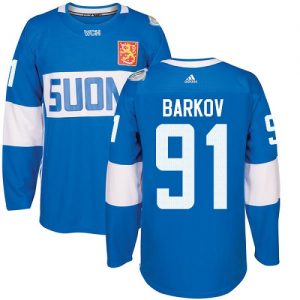 Adidas Team Finland dresy 91 Aleksander Barkov Authentic modrá Venkovní 2016 World Cup hokejové dresy