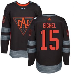 Adidas Team North America dresy Jack Eichel 15 Authentic Černá Venkovní 2016 World Cup hokejové dresy