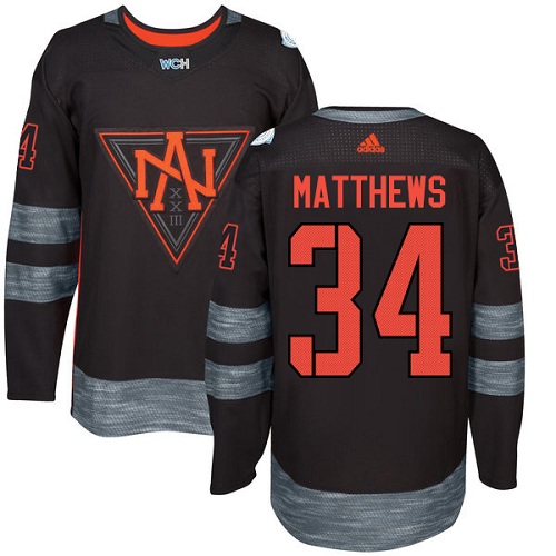 Adidas Team North America dresy 34 Auston Matthews Authentic Černá Venkovní 2016 World Cup hokejové dresy