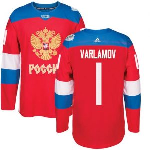 Adidas Team Russia dresy 1 Semyon Varlamov Authentic Červené Venkovní 2016 World Cup hokejové dresy