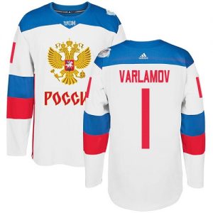 Adidas Team Russia dresy 1 Semyon Varlamov Authentic Bílý Domácí 2016 World Cup hokejové dresy