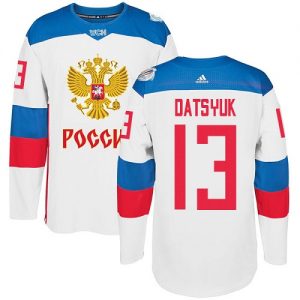 Adidas Team Russia dresy 13 Pavel Datsyuk Authentic Bílý Domácí 2016 World Cup hokejové dresy