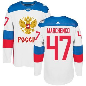 Adidas Team Russia dresy 47 Alexey Marchenko Authentic Bílý Domácí 2016 World Cup hokejové dresy
