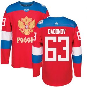 Adidas Team Russia dresy 63 Evgenii Dadonov Authentic Červené Venkovní 2016 World Cup hokejové dresy