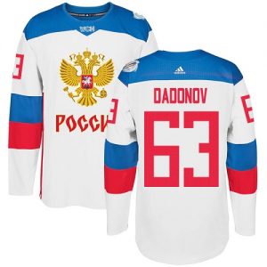 Adidas Team Russia dresy 63 Evgenii Dadonov Authentic Bílý Domácí 2016 World Cup hokejové dresy