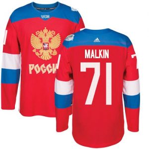 Adidas Team Russia dresy Evgeni Malkin 71 Authentic Červené Venkovní 2016 World Cup hokejové dresy