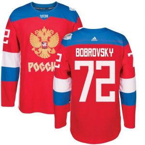Adidas Team Russia dresy 72 Sergei Bobrovsky Authentic Červené Venkovní 2016 World Cup hokejové dresy