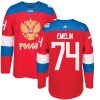 Adidas Team Russia dresy 74 Alexei Emelin Authentic Červené Venkovní 2016 World Cup hokejové dresy