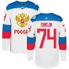 Adidas Team Russia dresy 74 Alexei Emelin Authentic Bílý Domácí 2016 World Cup hokejové dresy