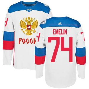 Adidas Team Russia dresy 74 Alexei Emelin Authentic Bílý Domácí 2016 World Cup hokejové dresy