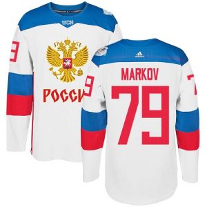 Adidas Team Russia dresy 79 Andrei Markov Authentic Bílý Domácí 2016 World Cup hokejové dresy