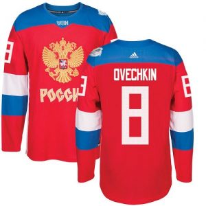 Adidas Team Russia dresy 8 Alexander Ovechkin Authentic Červené Venkovní 2016 World Cup hokejové dresy