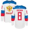 Adidas Team Russia dresy 8 Alexander Ovechkin Authentic Bílý Domácí 2016 World Cup hokejové dresy