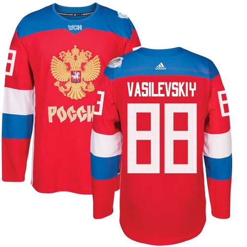 Adidas Team Russia dresy 88 Andrei Vasilevskiy Authentic Červené Venkovní 2016 World Cup hokejové dresy