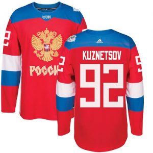 Adidas Team Russia dresy 92 Evgeny Kuznetsov Authentic Červené Venkovní 2016 World Cup hokejové dresy