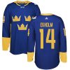 Adidas Team Sweden dresy 14 Mattias Ekholm Authentic královská modrá Venkovní 2016 World Cup hokejové dresy