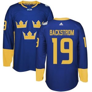 Adidas Team Sweden dresy 19 Nicklas Backstrom Authentic královská modrá Venkovní 2016 World Cup hokejové dresy