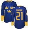 Adidas Team Sweden dresy 21 Loui Eriksson Authentic královská modrá Venkovní 2016 World Cup hokejové dresy