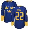 Adidas Team Sweden dresy 22 Daniel Sedin Authentic královská modrá Venkovní 2016 World Cup hokejové dresy