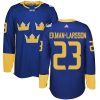 Adidas Team Sweden dresy 23 Oliver Ekman Larsson Authentic královská modrá Venkovní 2016 World Cup hokejové dresy