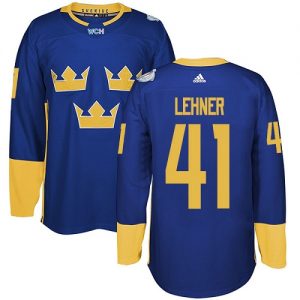 Adidas Team Sweden dresy 41 Robin Lehner Authentic královská modrá Venkovní 2016 World Cup hokejové dresy