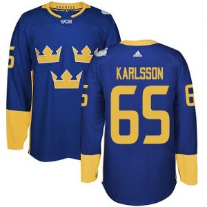 Adidas Team Sweden dresy 65 Erik Karlsson Authentic královská modrá Venkovní 2016 World Cup hokejové dresy