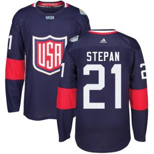 Adidas Team USA dresy 21 Derek Stepan Authentic Námořnická modrá Venkovní 2016 World Cup hokejové dresy