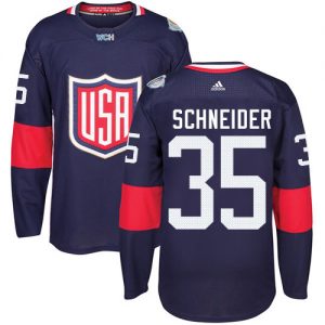 Adidas Team USA dresy 35 Cory Schneider Authentic Námořnická modrá Venkovní 2016 World Cup hokejové dresy