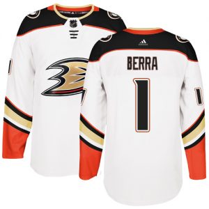 Pánské NHL Anaheim Ducks dresy Reto Berra 1 Bílý Authentic Venkovní