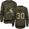 Pánské NHL San Jose Sharks dresy 30 Aaron Dell Authentic Zelená Adidas Salute to Service