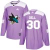 Pánské NHL San Jose Sharks dresy 30 Aaron Dell Authentic Nachový Adidas Fights Cancer Practice