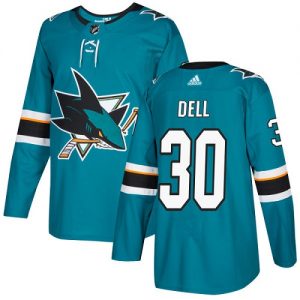 Pánské NHL San Jose Sharks dresy 30 Aaron Dell Authentic Teal Zelená Adidas Domácí