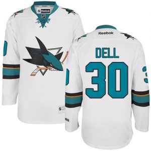 Pánské NHL San Jose Sharks dresy 30 Aaron Dell Authentic Bílý Reebok Venkovní hokejové dresy
