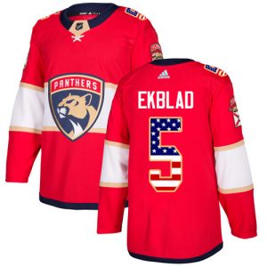 Pánské NHL Florida Panthers dresy 5 Aaron Ekblad Authentic Červené Adidas USA Flag Fashion