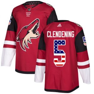 Pánské NHL Arizona Coyotes dresy Adam Clendening 5 Authentic Červené AdidasUSA Flag Fashion