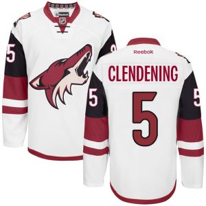 Pánské NHL Arizona Coyotes dresy Adam Clendening 5 Authentic Bílý Reebok Venkovní hokejové dresy