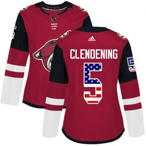 Dámské NHL Arizona Coyotes dresy Adam Clendening 5 Authentic Červené Adidas USA Flag Fashion