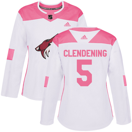Dámské NHL Arizona Coyotes dresy Adam Clendening 5 Authentic Bílý Růžový Adidas Fashion