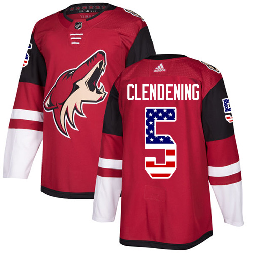 Dětské NHL Arizona Coyotes dresy Adam Clendening 5 Authentic Červené Adidas USA Flag Fashion