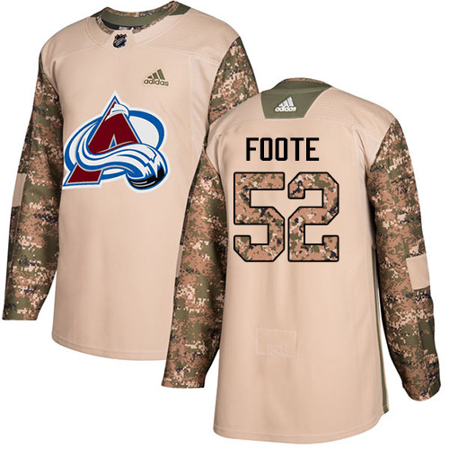 Dětské NHL Colorado Avalanche dresy 52 Adam Foote Authentic Camo Adidas Veterans Day Practice