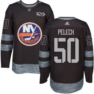Pánské NHL New York Islanders dresy 50 Adam Pelech Authentic Černá Adidas 1917 2017 100th Anniversary