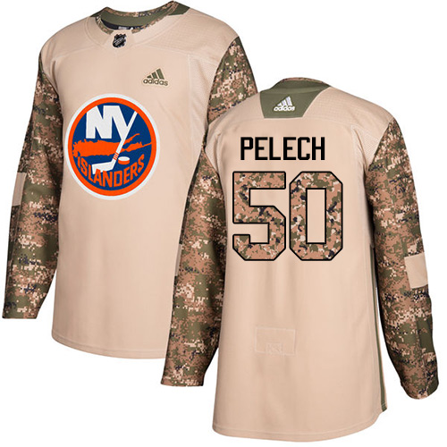 Pánské NHL New York Islanders dresy 50 Adam Pelech Authentic Camo Adidas Veterans Day Practice