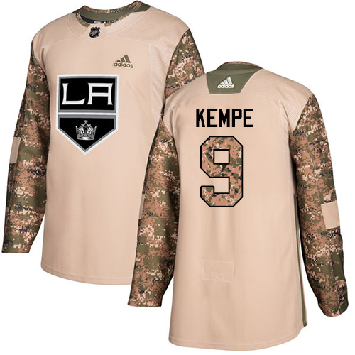 Pánské NHL Los Angeles Kings dresy 9 Adrian Kempe Authentic Camo Adidas Veterans Day Practice